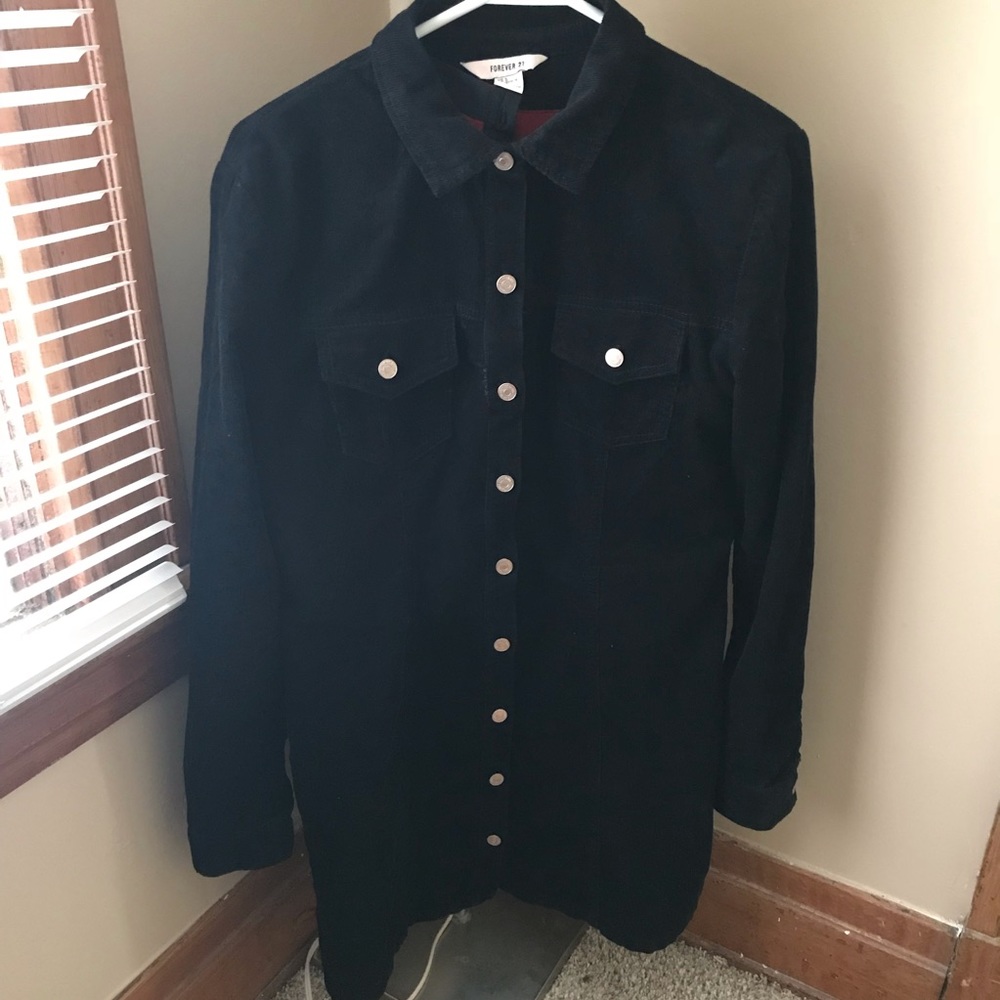 Corduroy Black button-down dress